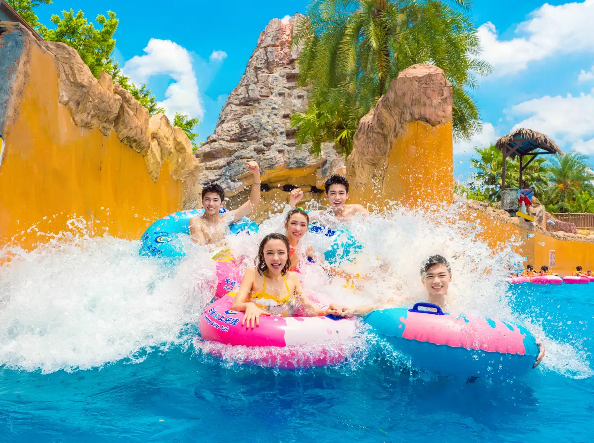 Multi-story slide towers at Chimelong Water Park